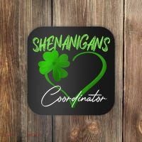 Wo Shenanigans Coordinator Green Heart Shamrock St Patricks Day Coaster thumb 0