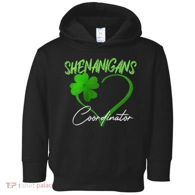 Wo Shenanigans Coordinator Green Heart Shamrock St Patricks Day Toddler Hoodie