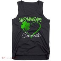 Wo Shenanigans Coordinator Green Heart Shamrock St Patricks Day Tank Top thumb 0