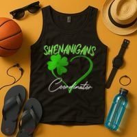 Wo Shenanigans Coordinator Green Heart Shamrock St Patricks Day Tank Top thumb 4