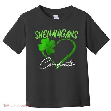 Wo Shenanigans Coordinator Green Heart Shamrock St Patricks Day Toddler T-Shirt