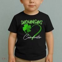 Wo Shenanigans Coordinator Green Heart Shamrock St Patricks Day Toddler T-Shirt thumb 2