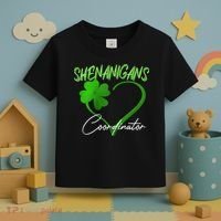 Wo Shenanigans Coordinator Green Heart Shamrock St Patricks Day Toddler T-Shirt thumb 3