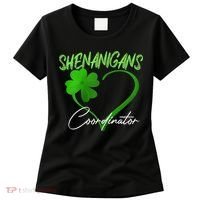 Wo Shenanigans Coordinator Green Heart Shamrock St Patricks Day Women's T-Shirt thumb 0