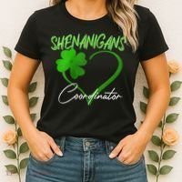 Wo Shenanigans Coordinator Green Heart Shamrock St Patricks Day Women's T-Shirt thumb 2