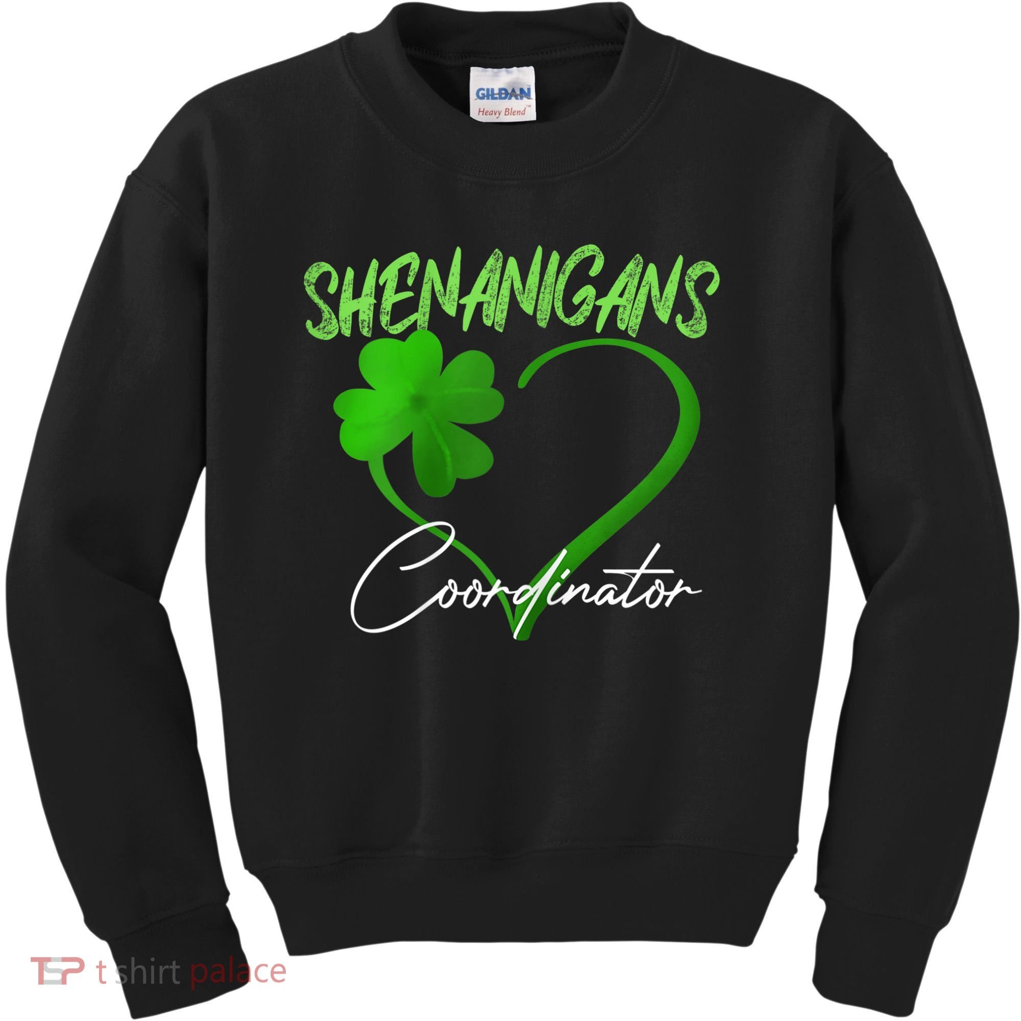 Wo Shenanigans Coordinator Green Heart Shamrock St Patricks Day Kids Sweatshirt