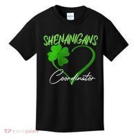Wo Shenanigans Coordinator Green Heart Shamrock St Patricks Day Kids T-Shirt thumb 0