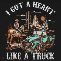 Western Sunset Cow I Got A Heart Like A Truck Vintage T-Shirt thumb 7