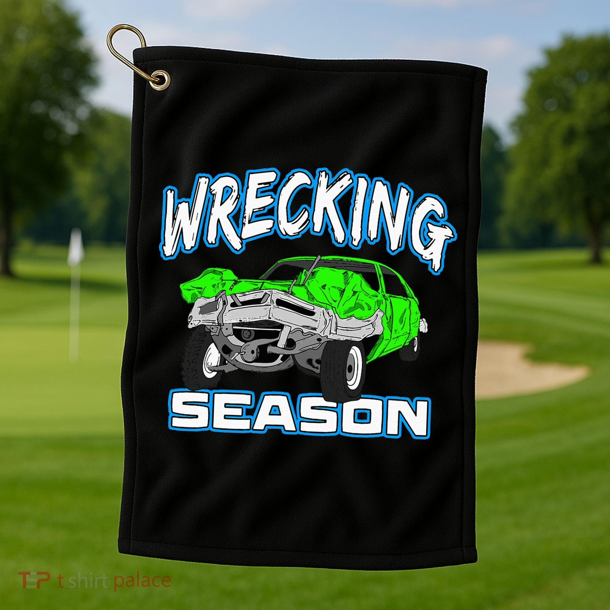 Wrecking Season Demolition Derby Golf Towel