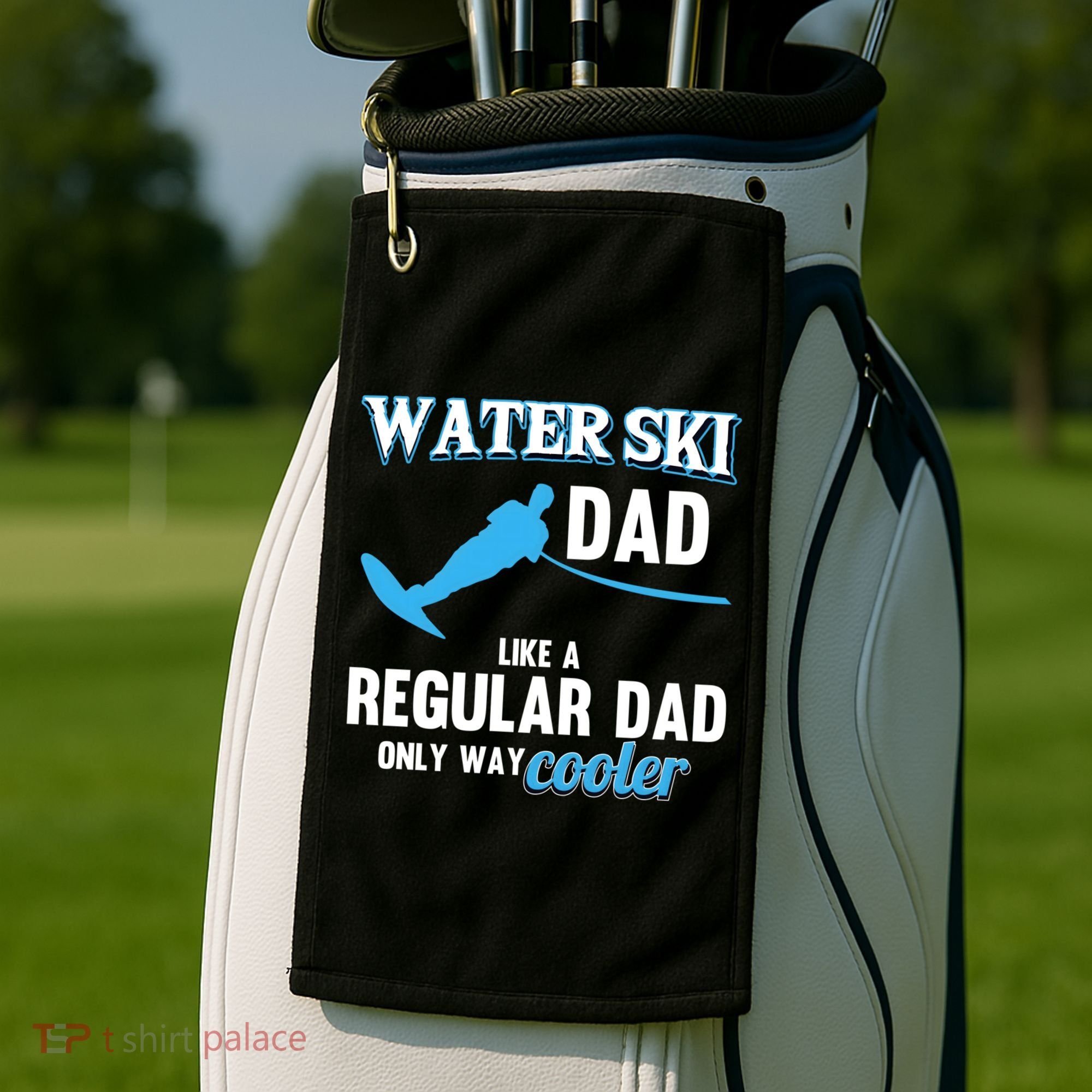 Water Ski Dad Like A Regular Dad Beach Athletes Water Skiing Gift Golf Towel