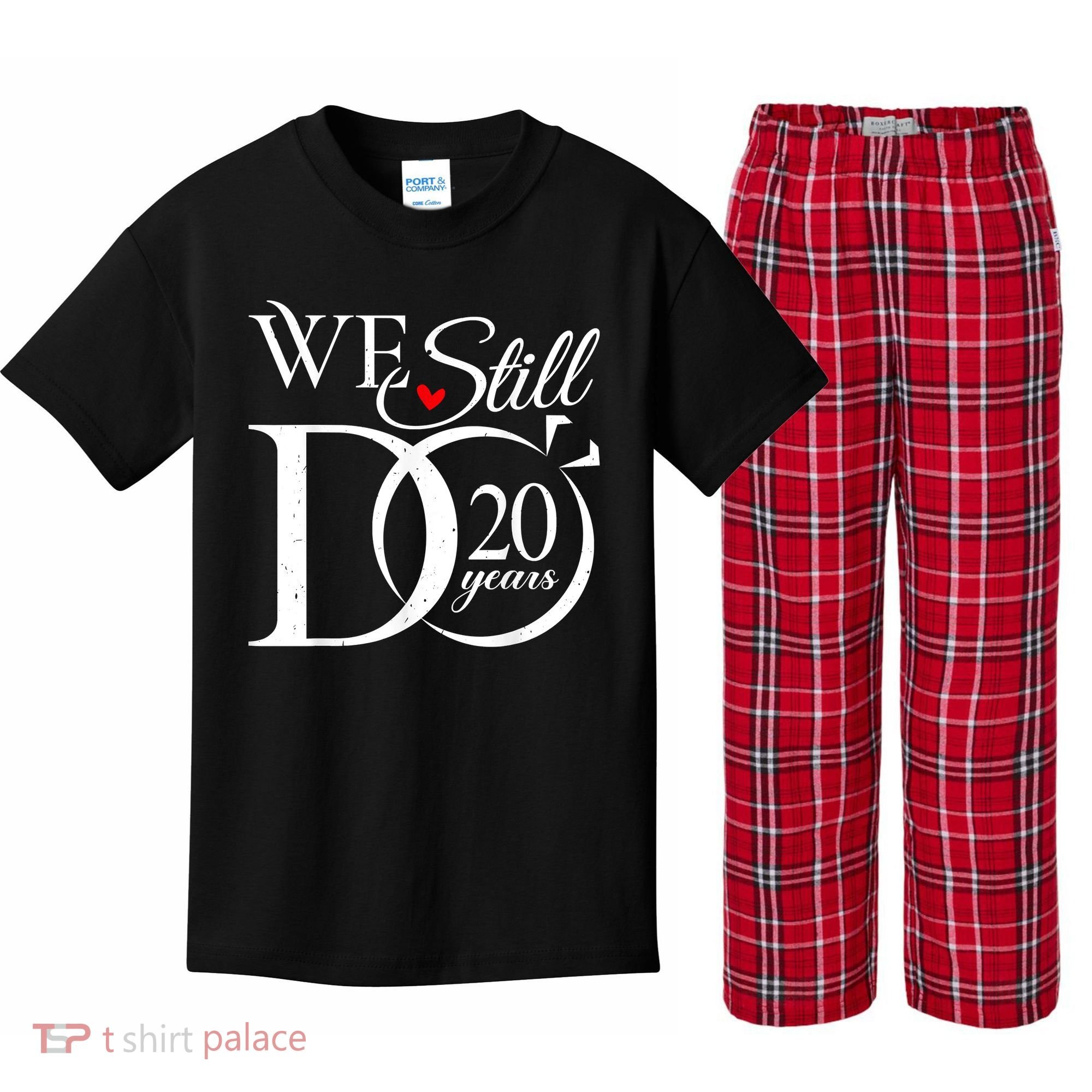 We Still Do 20 Years Funny Couple 20th Wedding Anniversary Kids Plaid Pajama Set