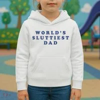 WorldS Sluttiest Dad Kids Hoodie thumb 3