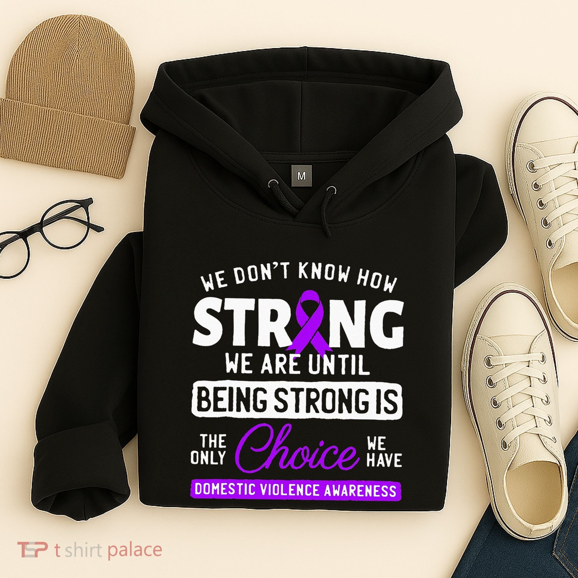 Warrior Survivor Domestic Violence Awareness Purple Ribbon Hoodie