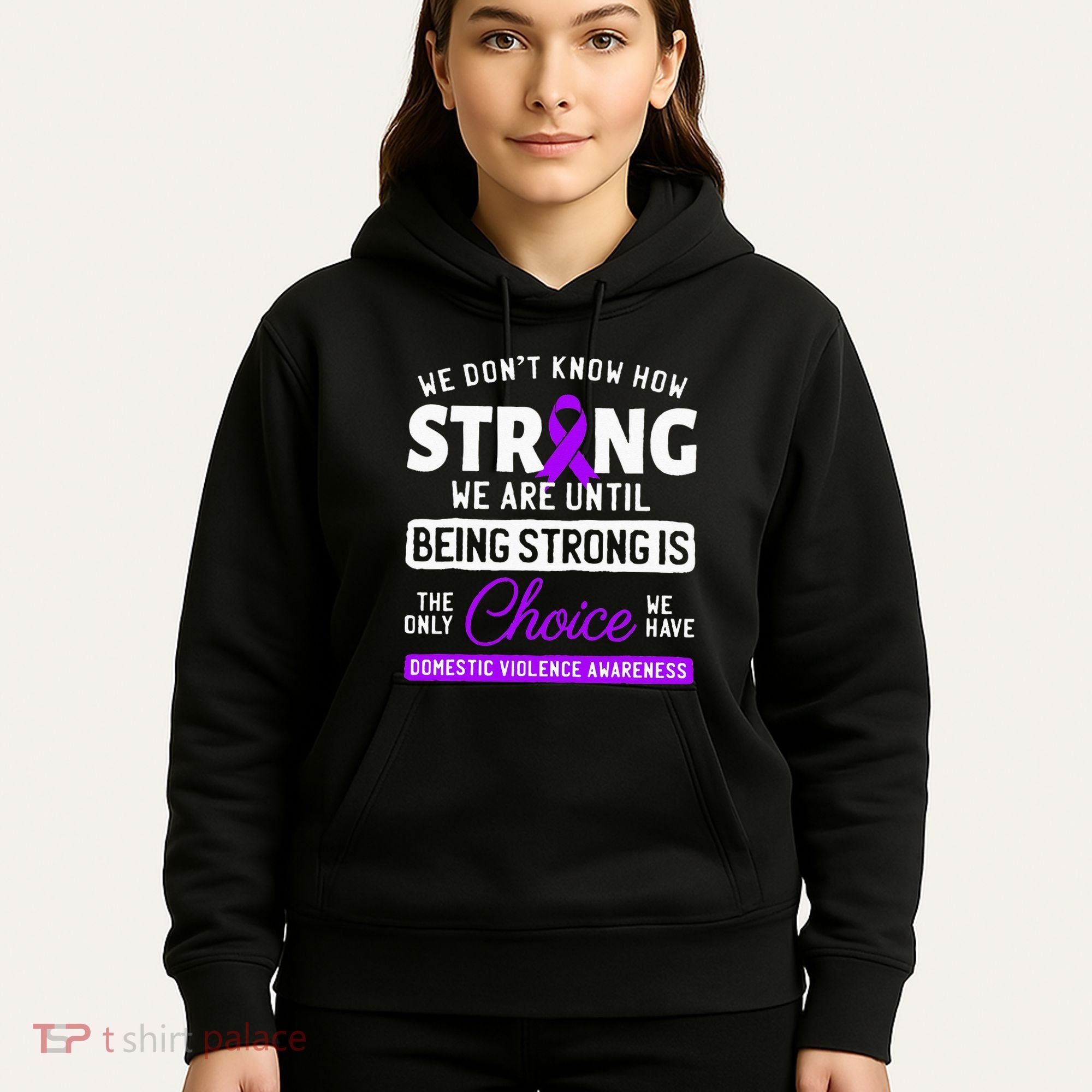 Warrior Survivor Domestic Violence Awareness Purple Ribbon Hoodie