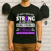 Warrior Survivor Domestic Violence Awareness Purple Ribbon T-Shirt thumb 6
