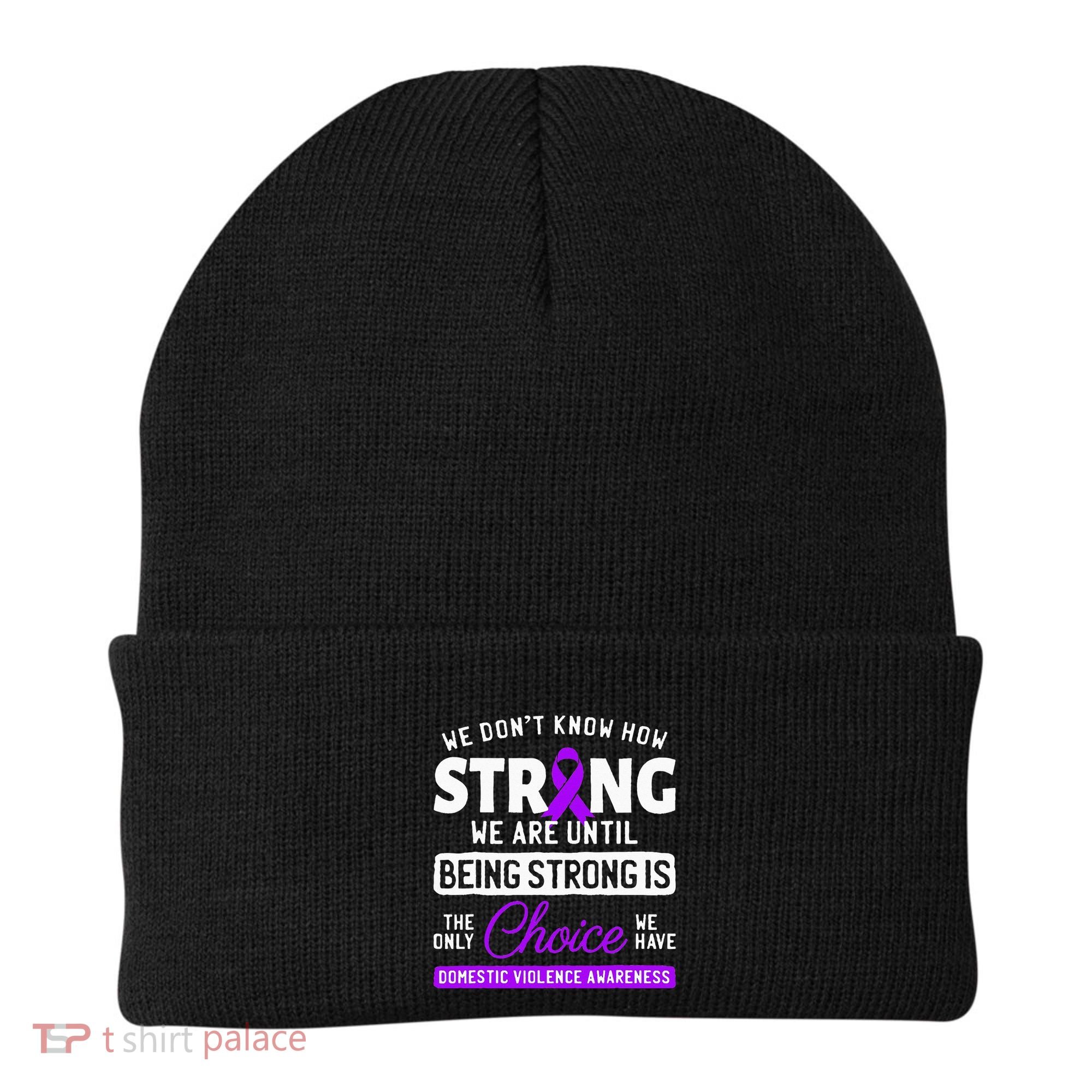 Warrior Survivor Domestic Violence Awareness Purple Ribbon Beanie
