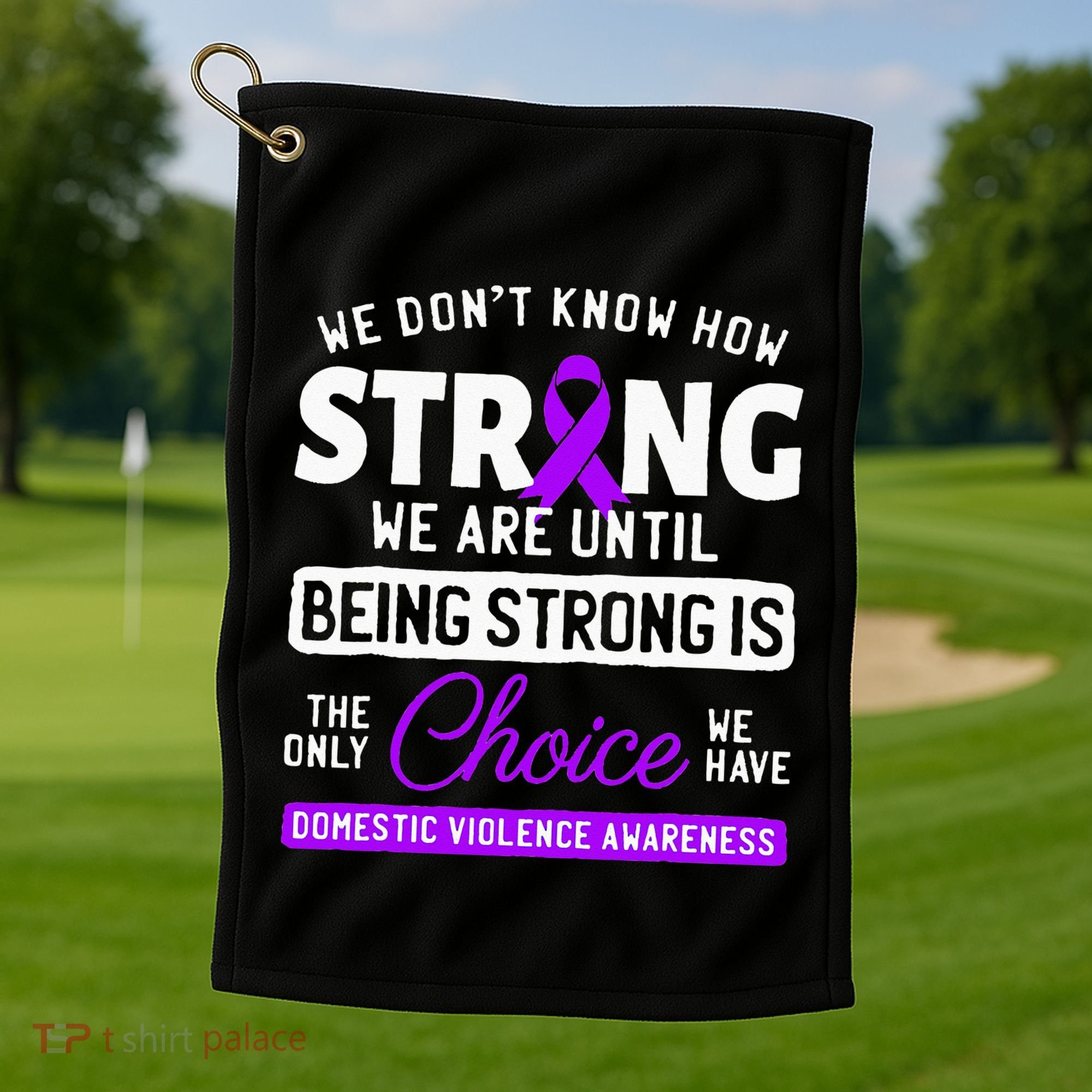 Warrior Survivor Domestic Violence Awareness Purple Ribbon Golf Towel
