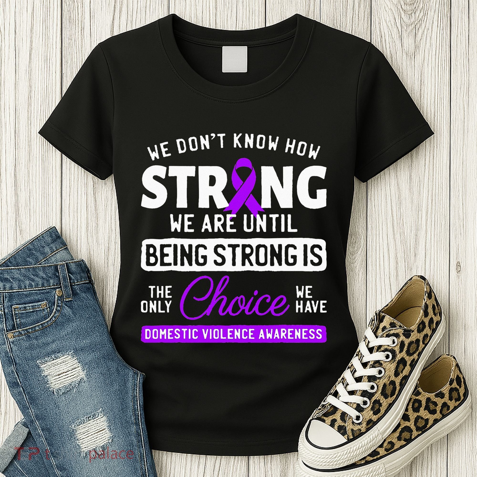 Warrior Survivor Domestic Violence Awareness Purple Ribbon Women's T-Shirt