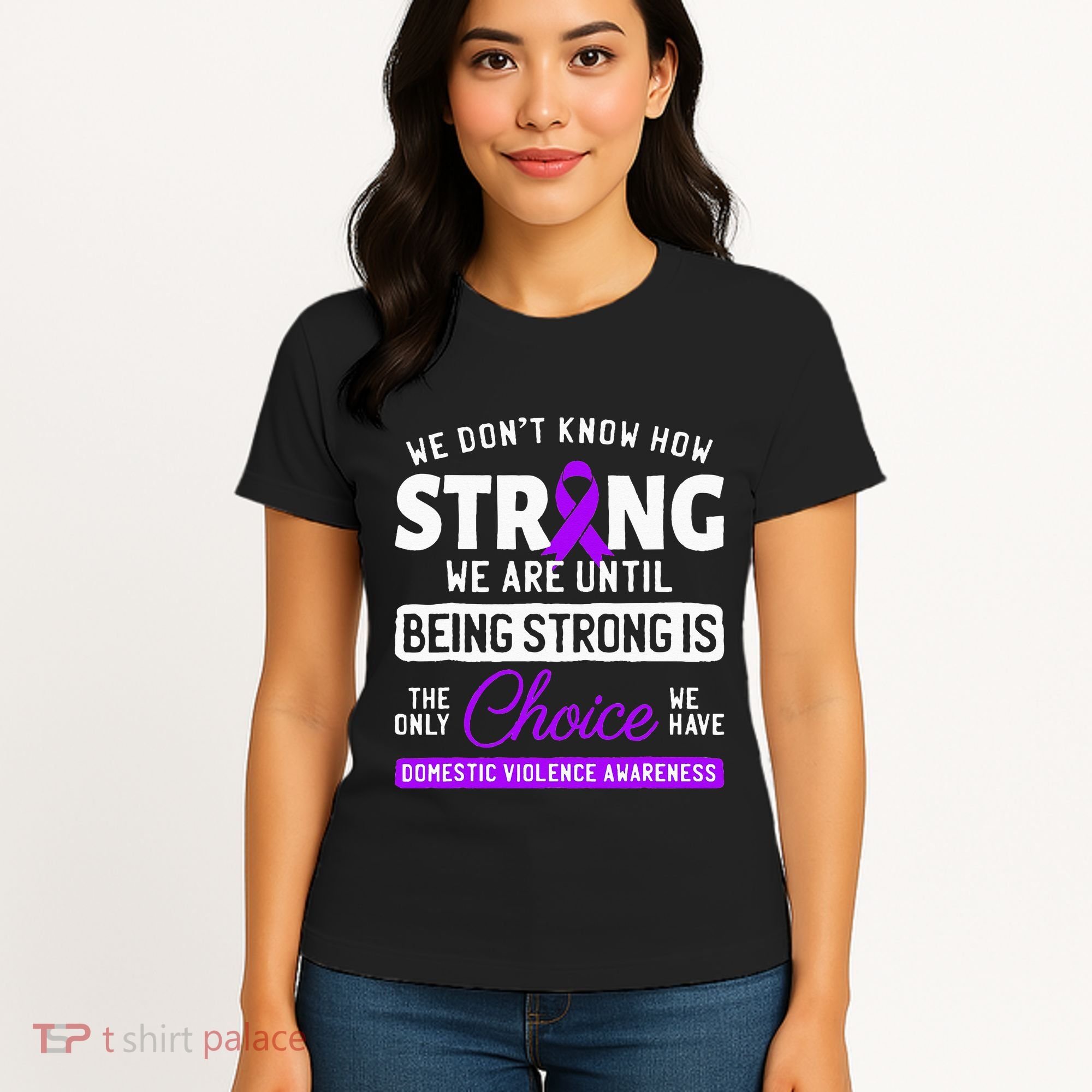 Warrior Survivor Domestic Violence Awareness Purple Ribbon Women's T-Shirt