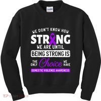 Warrior Survivor Domestic Violence Awareness Purple Ribbon Kids Sweatshirt thumb 0