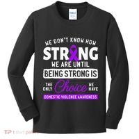 Warrior Survivor Domestic Violence Awareness Purple Ribbon Kids Long Sleeve Shirt thumb 0