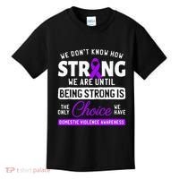 Warrior Survivor Domestic Violence Awareness Purple Ribbon Kids T-Shirt thumb 0