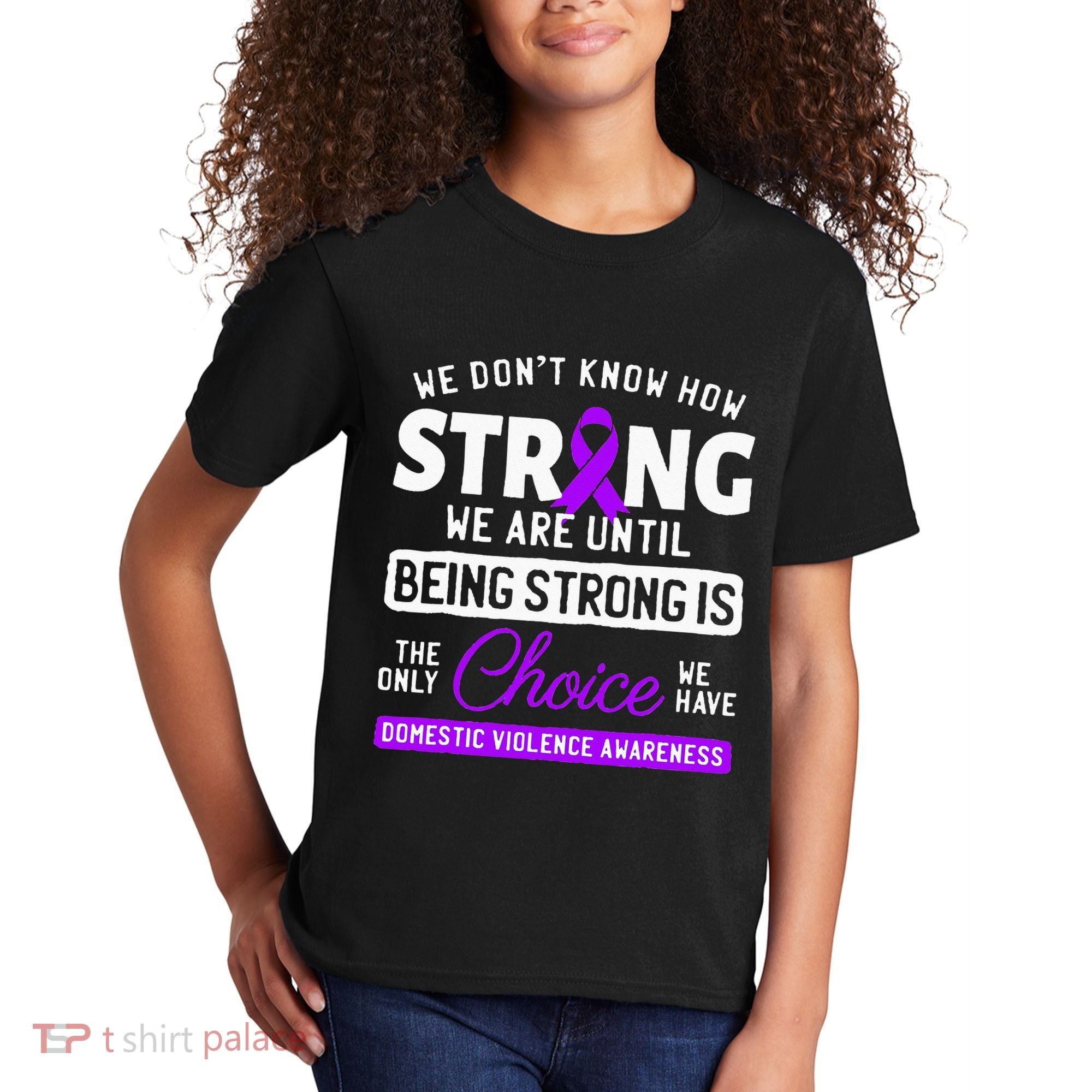 Warrior Survivor Domestic Violence Awareness Purple Ribbon Kids T-Shirt