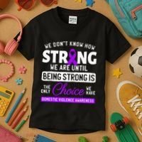 Warrior Survivor Domestic Violence Awareness Purple Ribbon Kids T-Shirt thumb 3