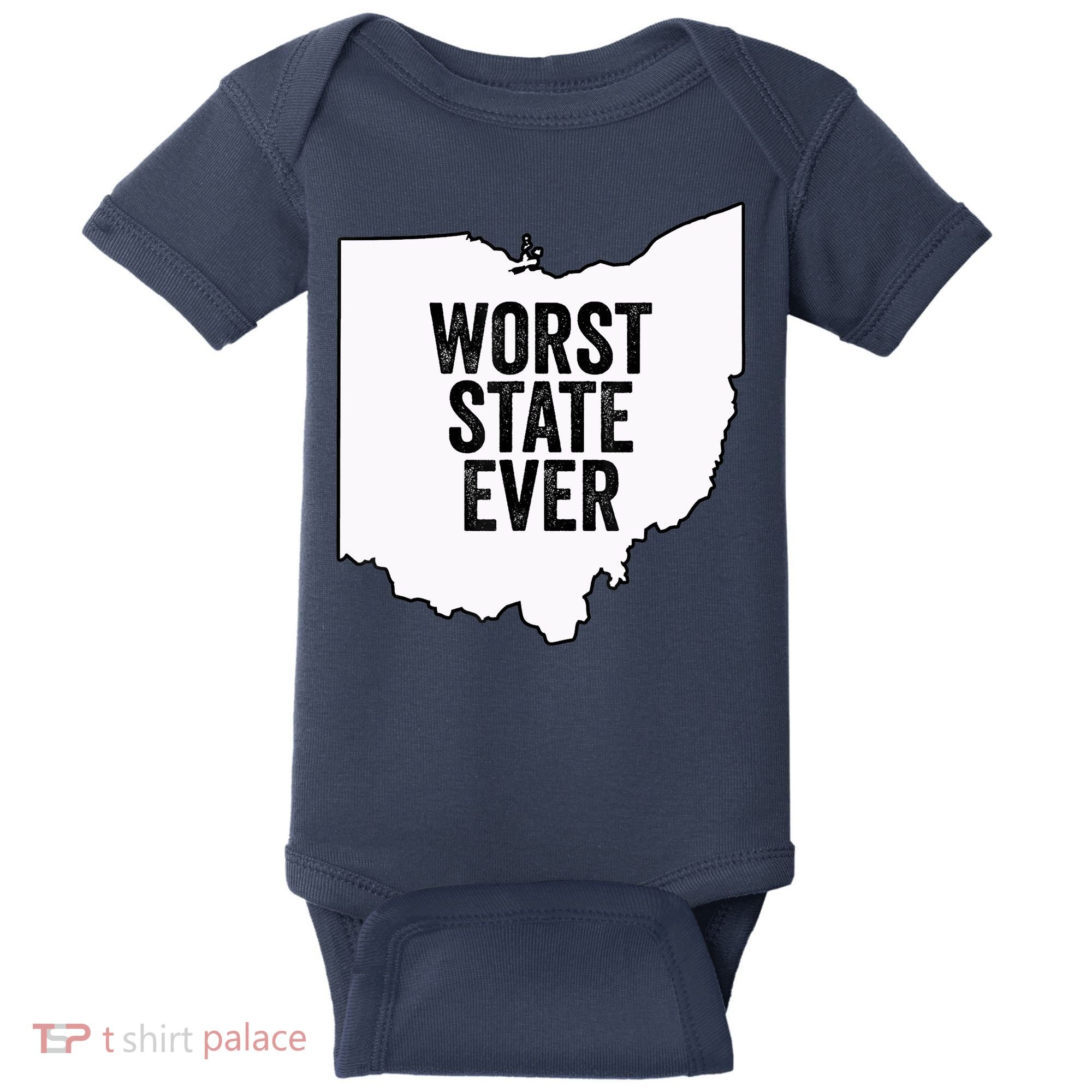 Worst State Ever, Ohio Sucks Gift Baby Bodysuit