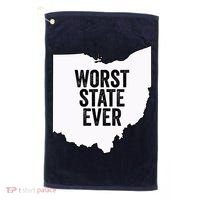 Worst State Ever, Ohio Sucks Gift Golf Towel thumb 0