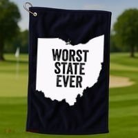 Worst State Ever, Ohio Sucks Gift Golf Towel thumb 1