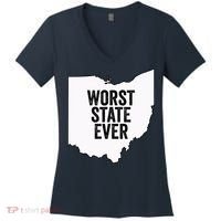 Worst State Ever, Ohio Sucks Gift Women's V-Neck T-Shirt thumb 0