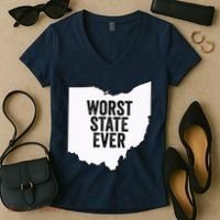 Worst State Ever, Ohio Sucks Gift Women's V-Neck T-Shirt thumb 2