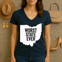 Worst State Ever, Ohio Sucks Gift Women's V-Neck T-Shirt thumb 3
