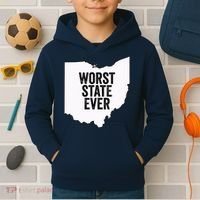 Worst State Ever, Ohio Sucks Gift Kids Hoodie thumb 2