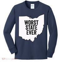 Worst State Ever, Ohio Sucks Gift Kids Long Sleeve Shirt thumb 0