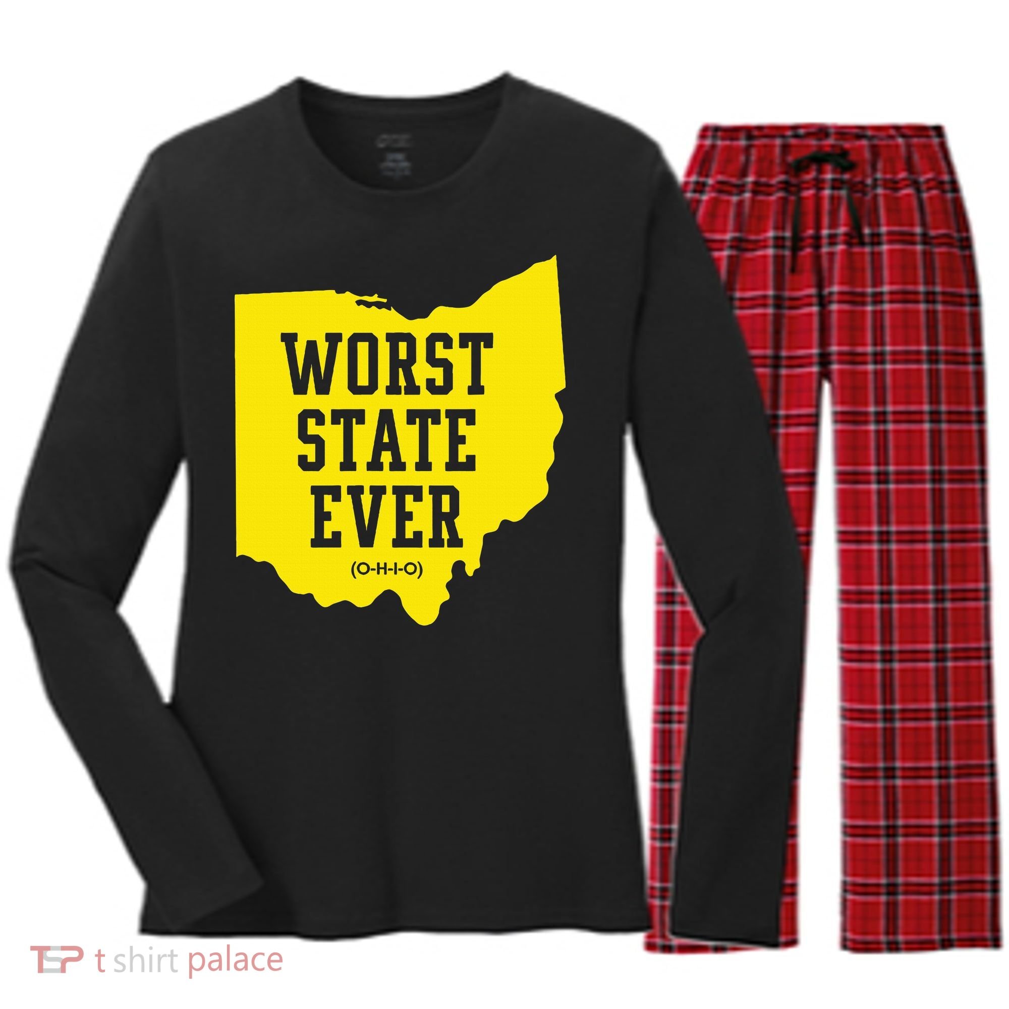 Worst State Ever Ohio Women's Long Sleeve Flannel Pajama Set 