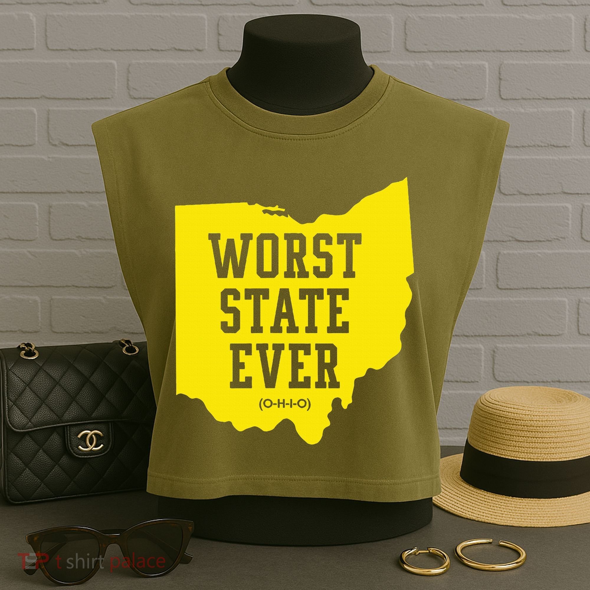 Worst State Ever Ohio Garment-Dyed Women's Muscle Tee