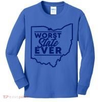 Worst State Ever Ohio Funny Gift Kids Long Sleeve Shirt thumb 0
