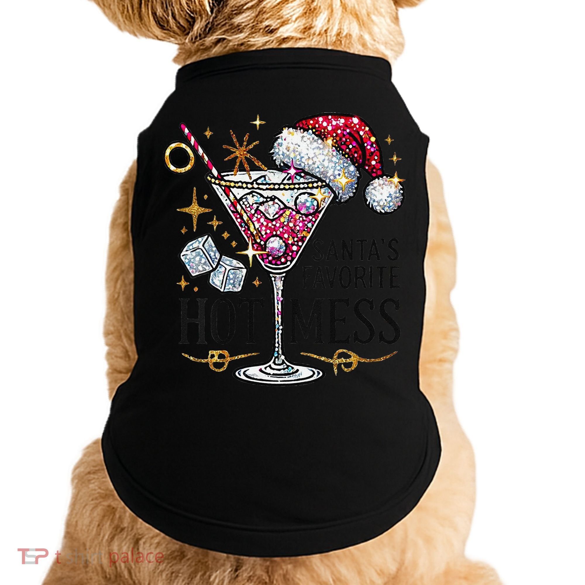 Women Santas Favorite Hot Mess Funny Margarita Gift Doggie Tank
