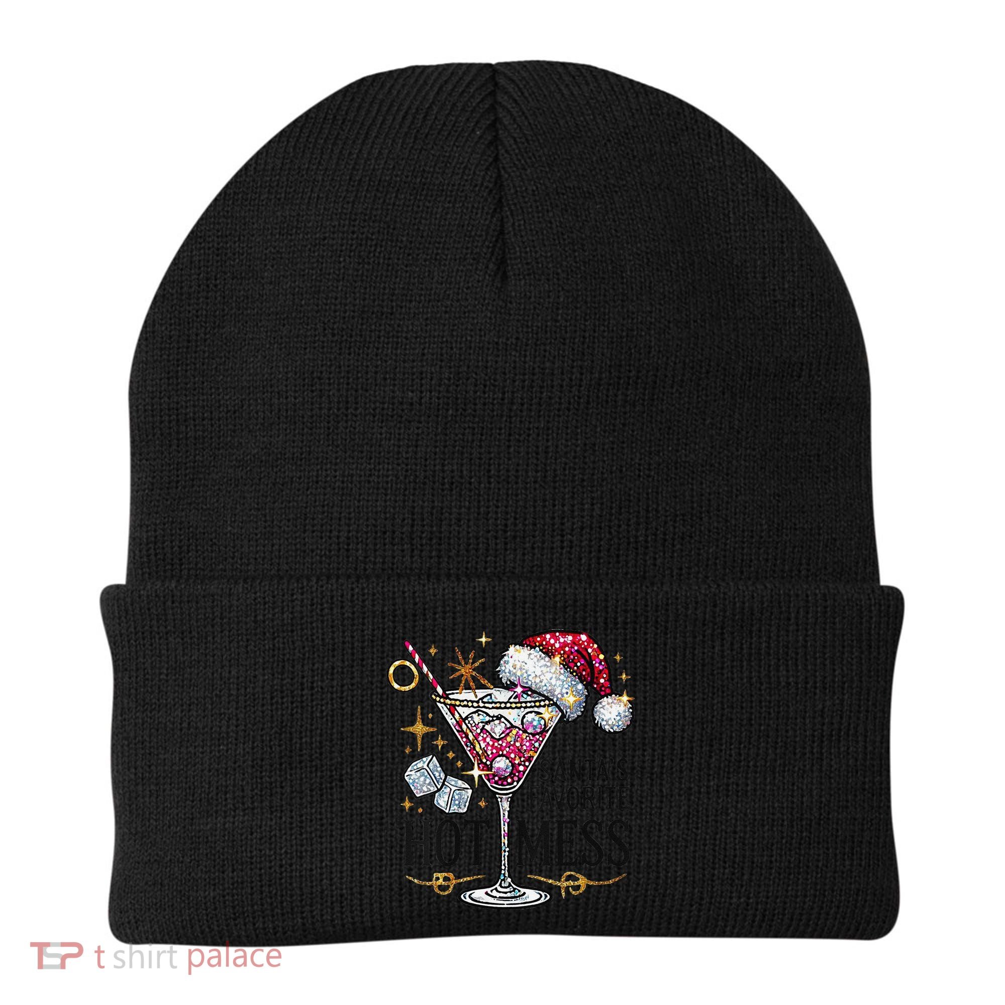 Women Santas Favorite Hot Mess Funny Margarita Gift Beanie