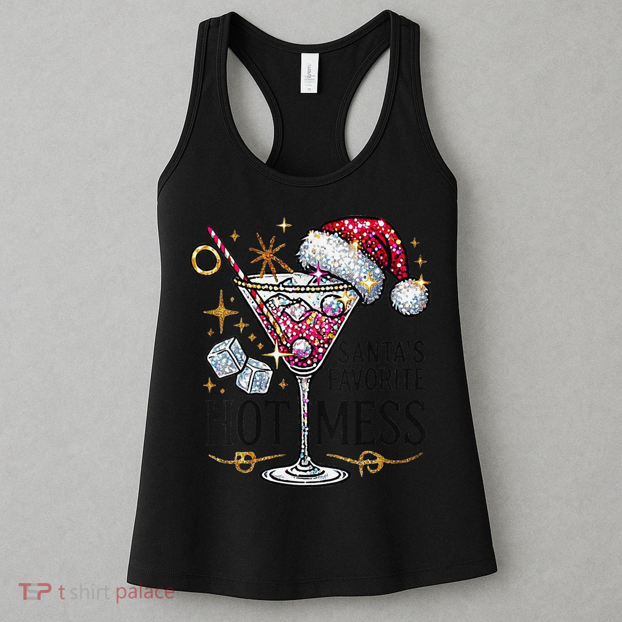 Women Santas Favorite Hot Mess Funny Margarita Gift Women's Tank Top