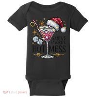 Women Santas Favorite Hot Mess Funny Margarita Gift Baby Bodysuit thumb 0