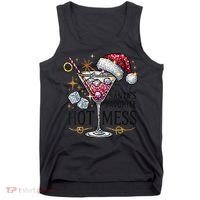 Women Santas Favorite Hot Mess Funny Margarita Gift Tank Top thumb 0