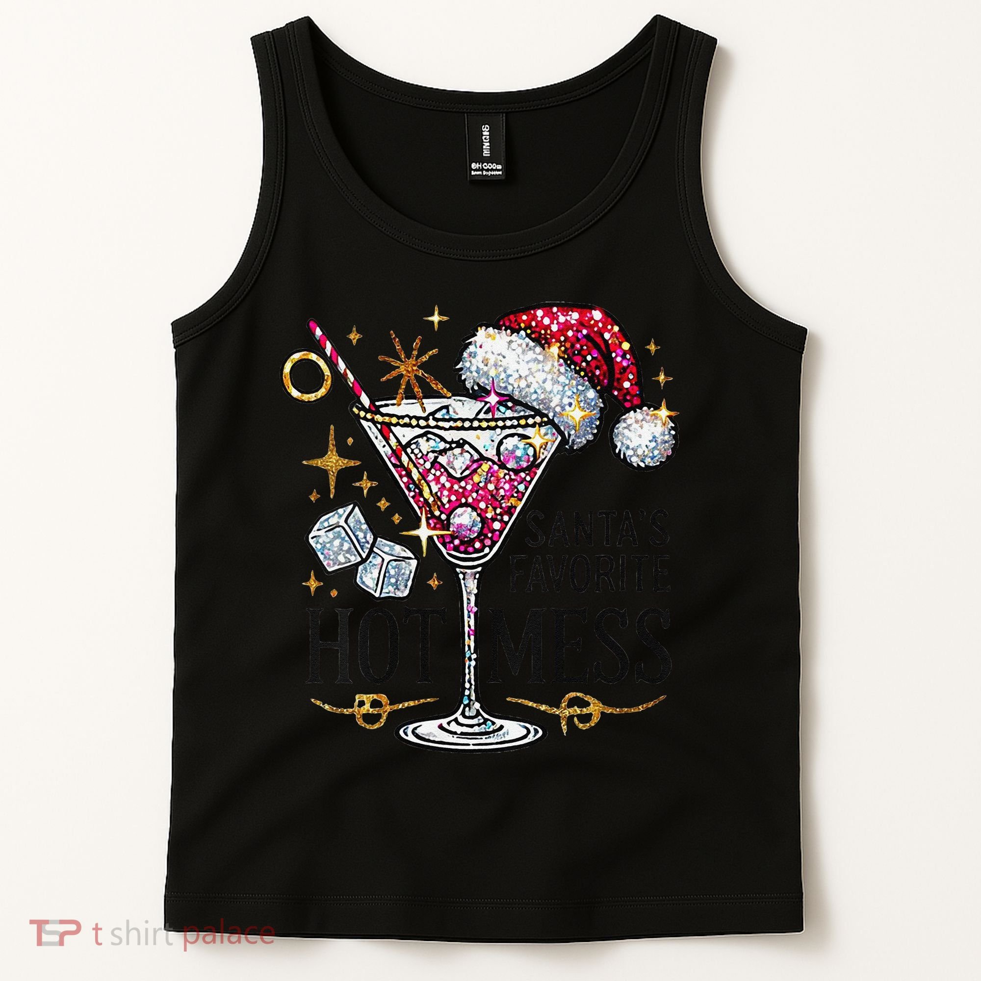 Women Santas Favorite Hot Mess Funny Margarita Gift Tank Top