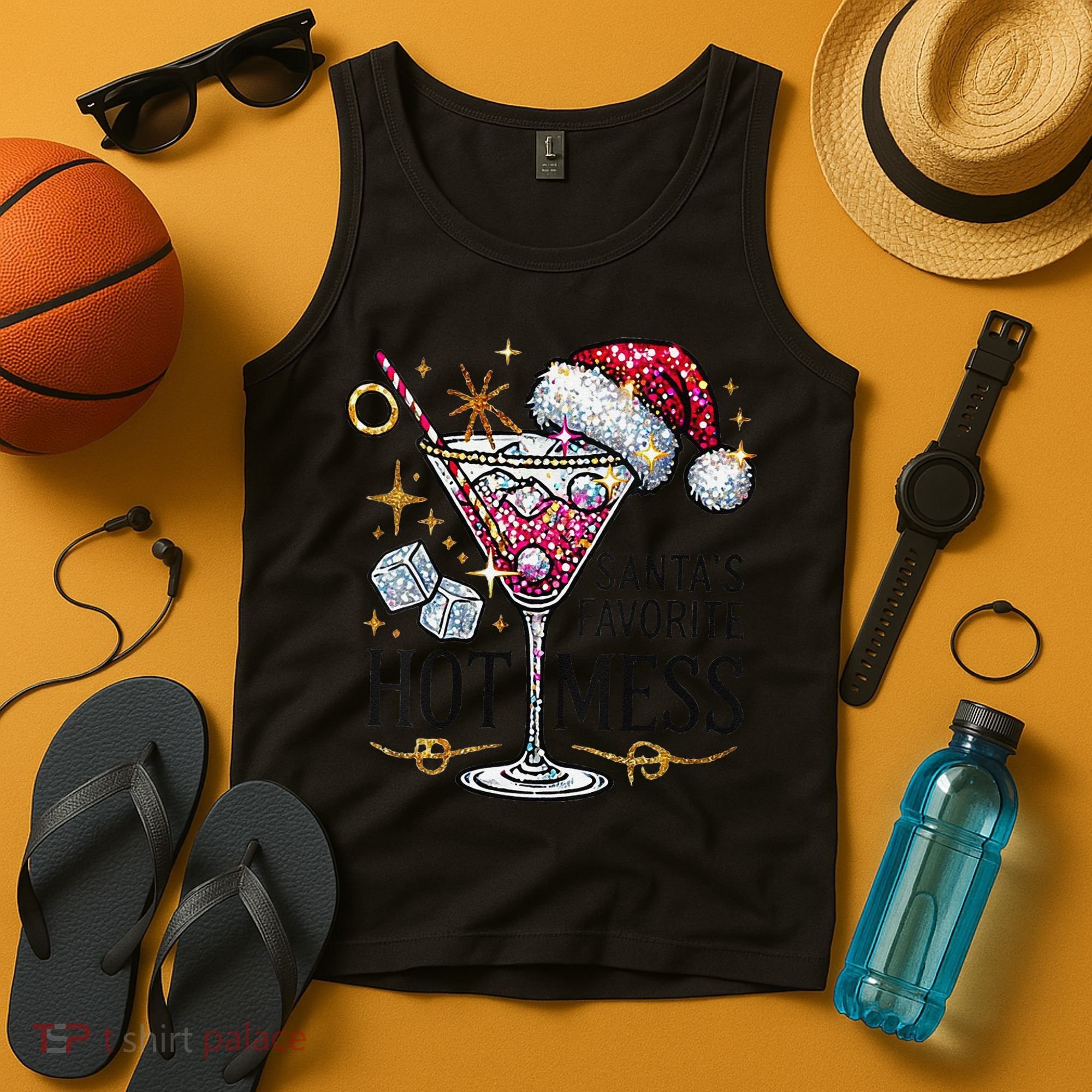 Women Santas Favorite Hot Mess Funny Margarita Gift Tank Top