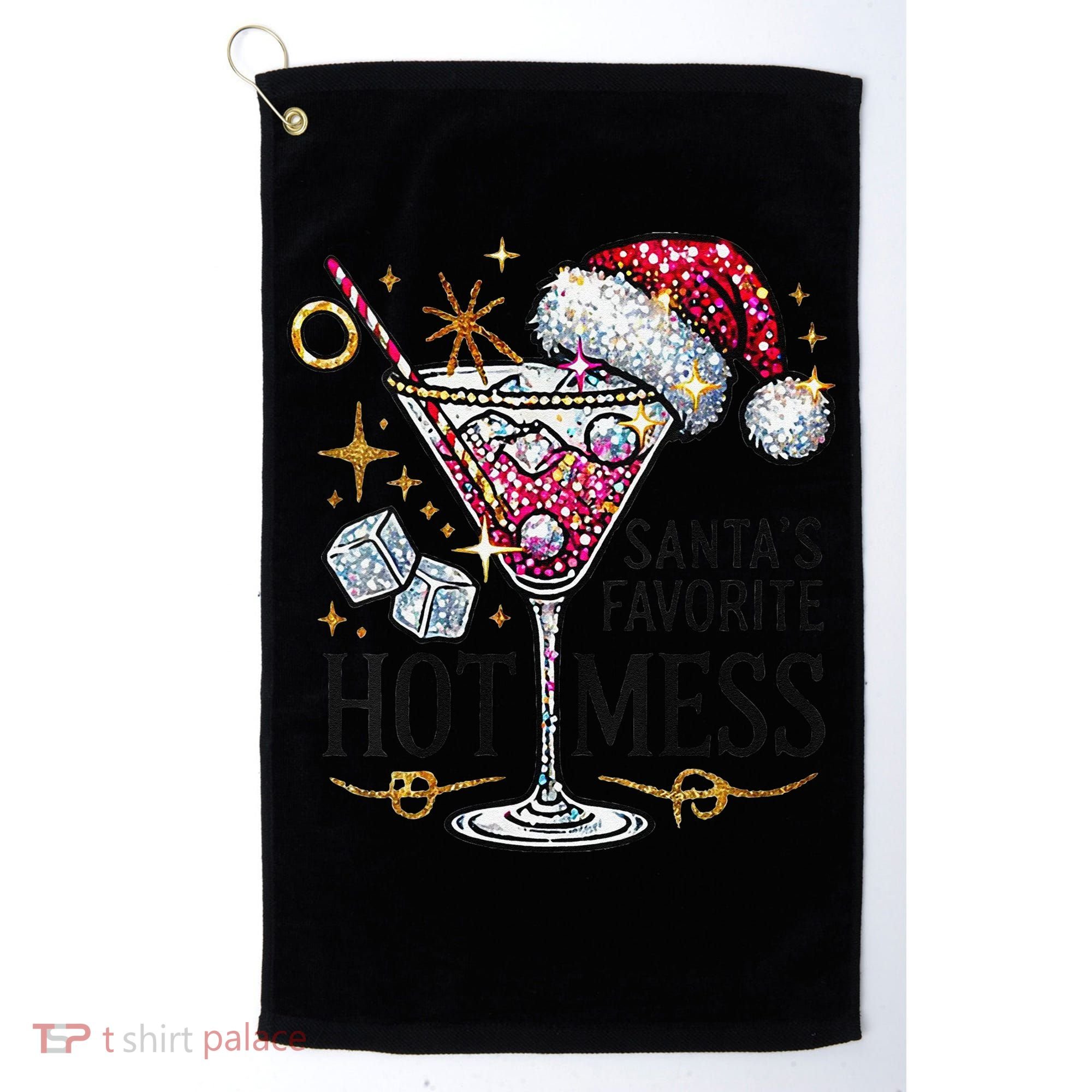 Women Santas Favorite Hot Mess Funny Margarita Gift Golf Towel