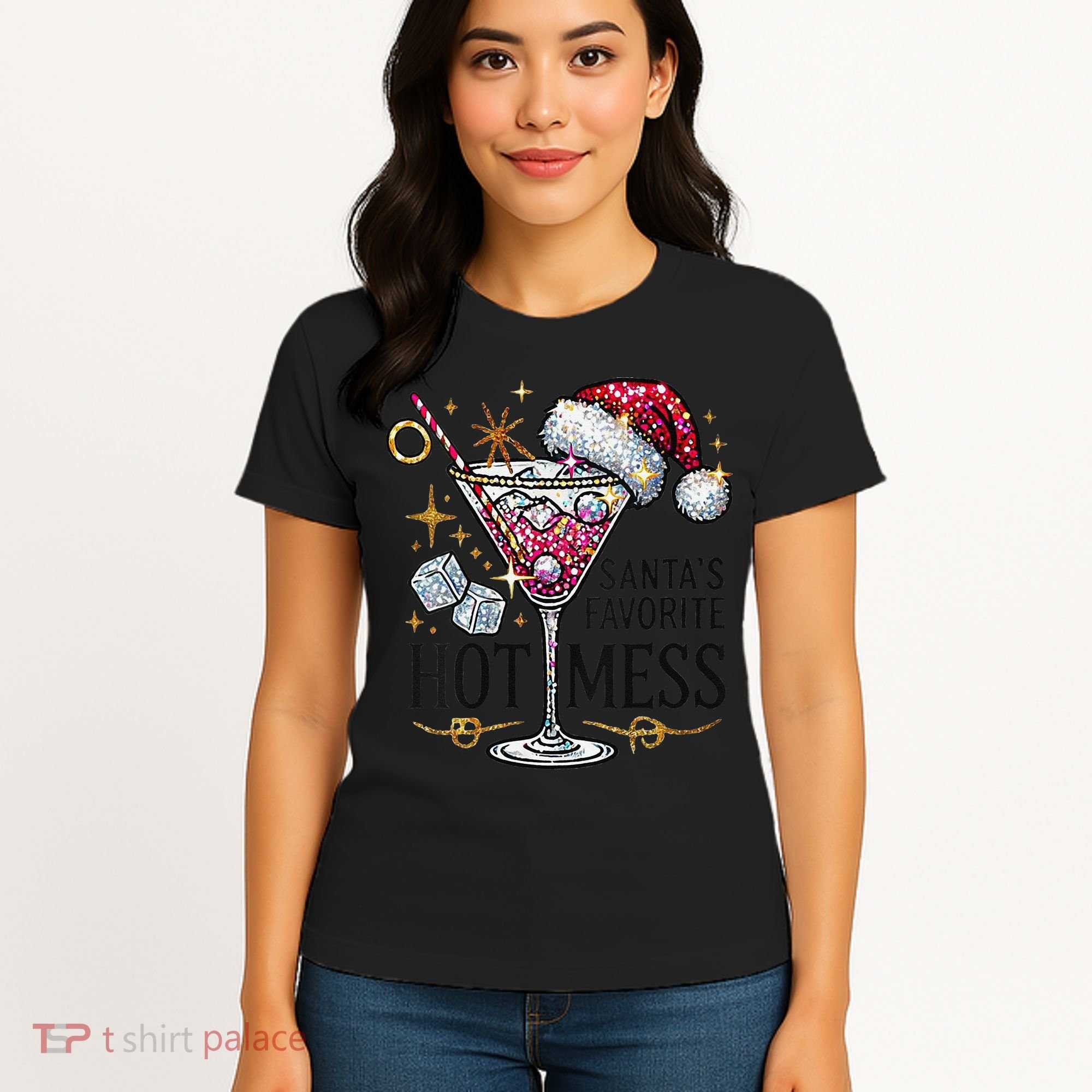 Women Santas Favorite Hot Mess Funny Margarita Gift Women's T-Shirt