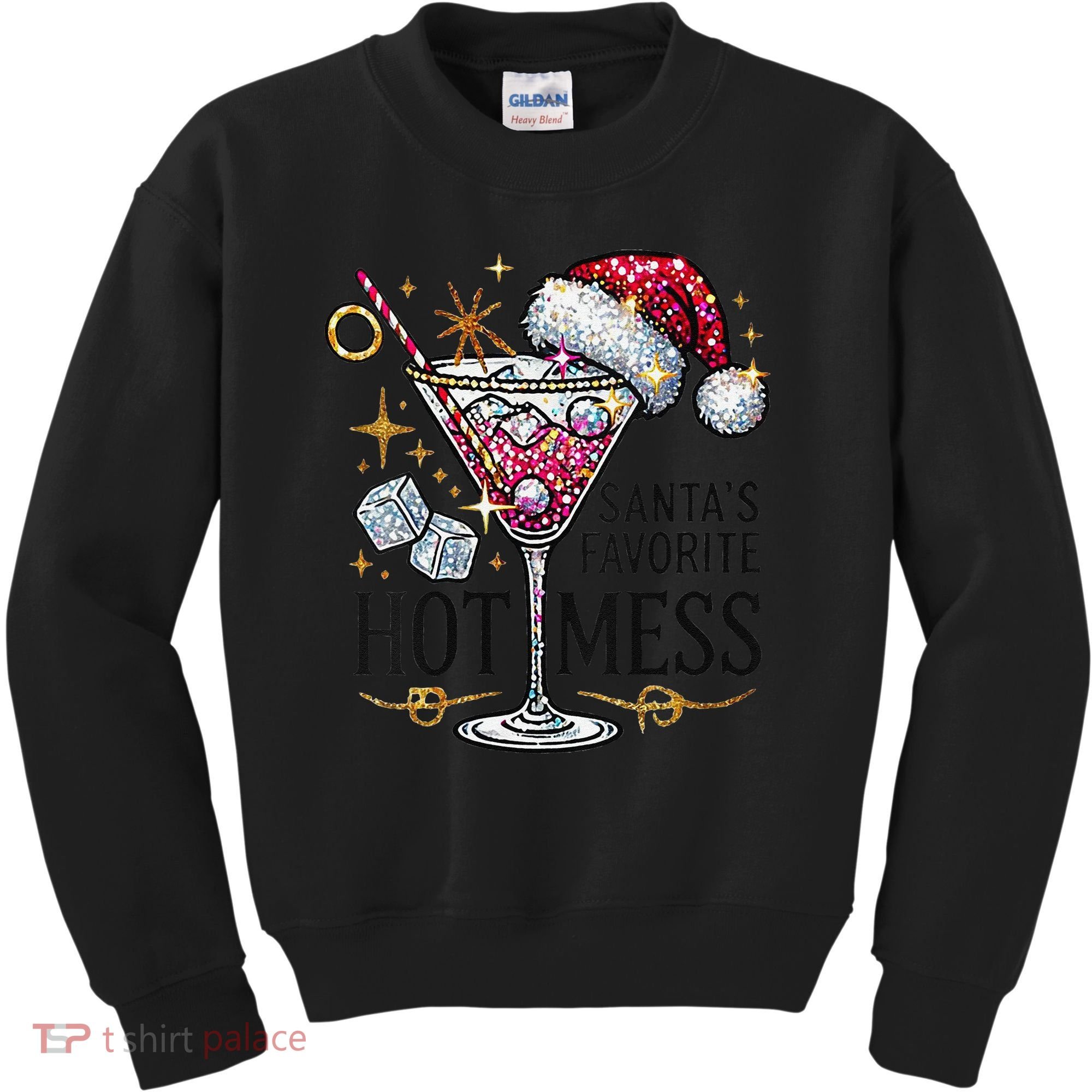Women Santas Favorite Hot Mess Funny Margarita Gift Kids Sweatshirt