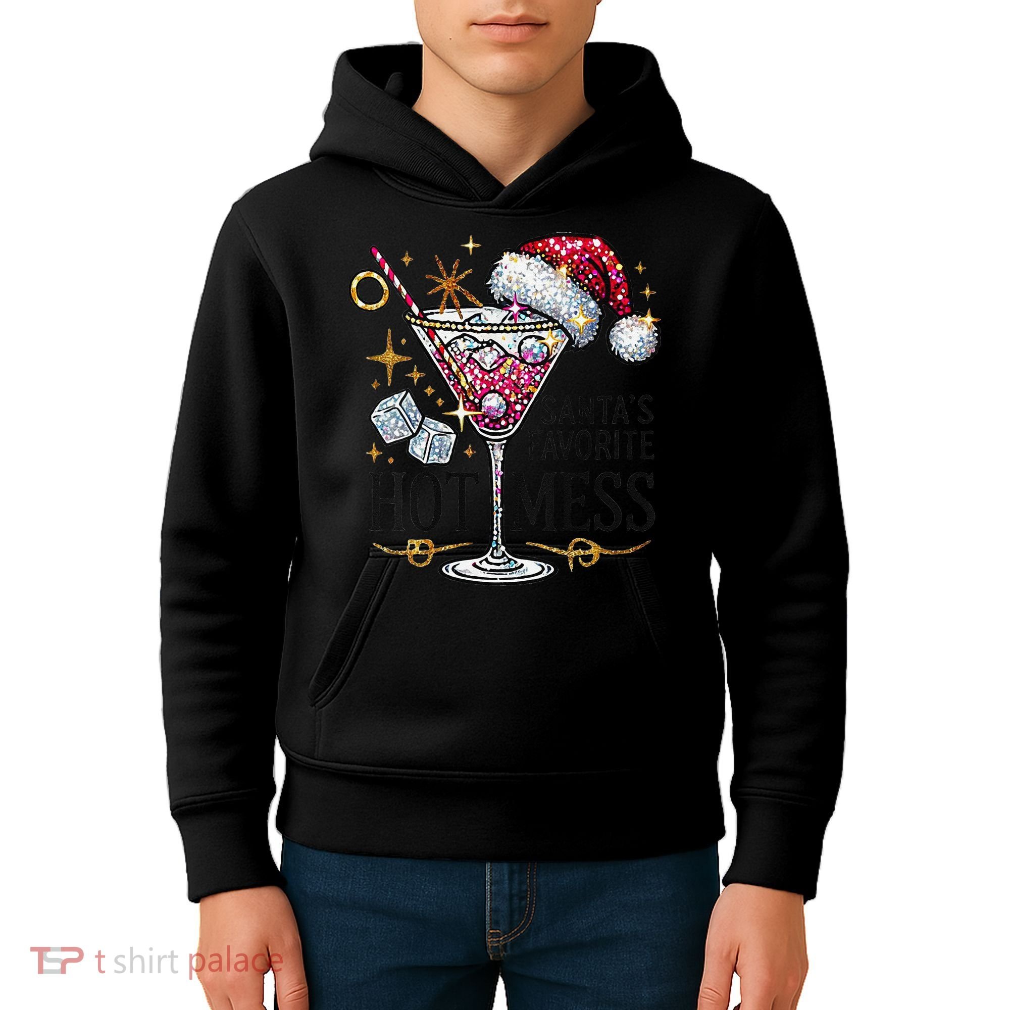 Women Santas Favorite Hot Mess Funny Margarita Gift Kids Hoodie